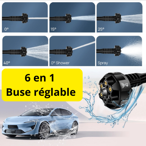 Nettoyeur Haute Pression Sans Fil 21V – Kit Portable 6-en-1 pour Voiture & Terrasse