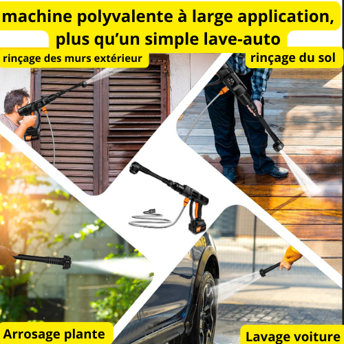 Nettoyeur Haute Pression Sans Fil 21V – Kit Portable 6-en-1 pour Voiture & Terrasse