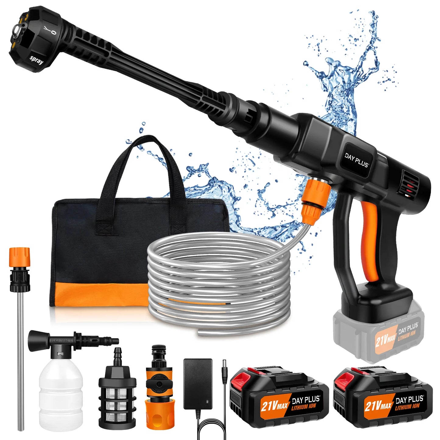 Nettoyeur Haute Pression Sans Fil 21V – Kit Portable 6-en-1 pour Voiture & Terrasse